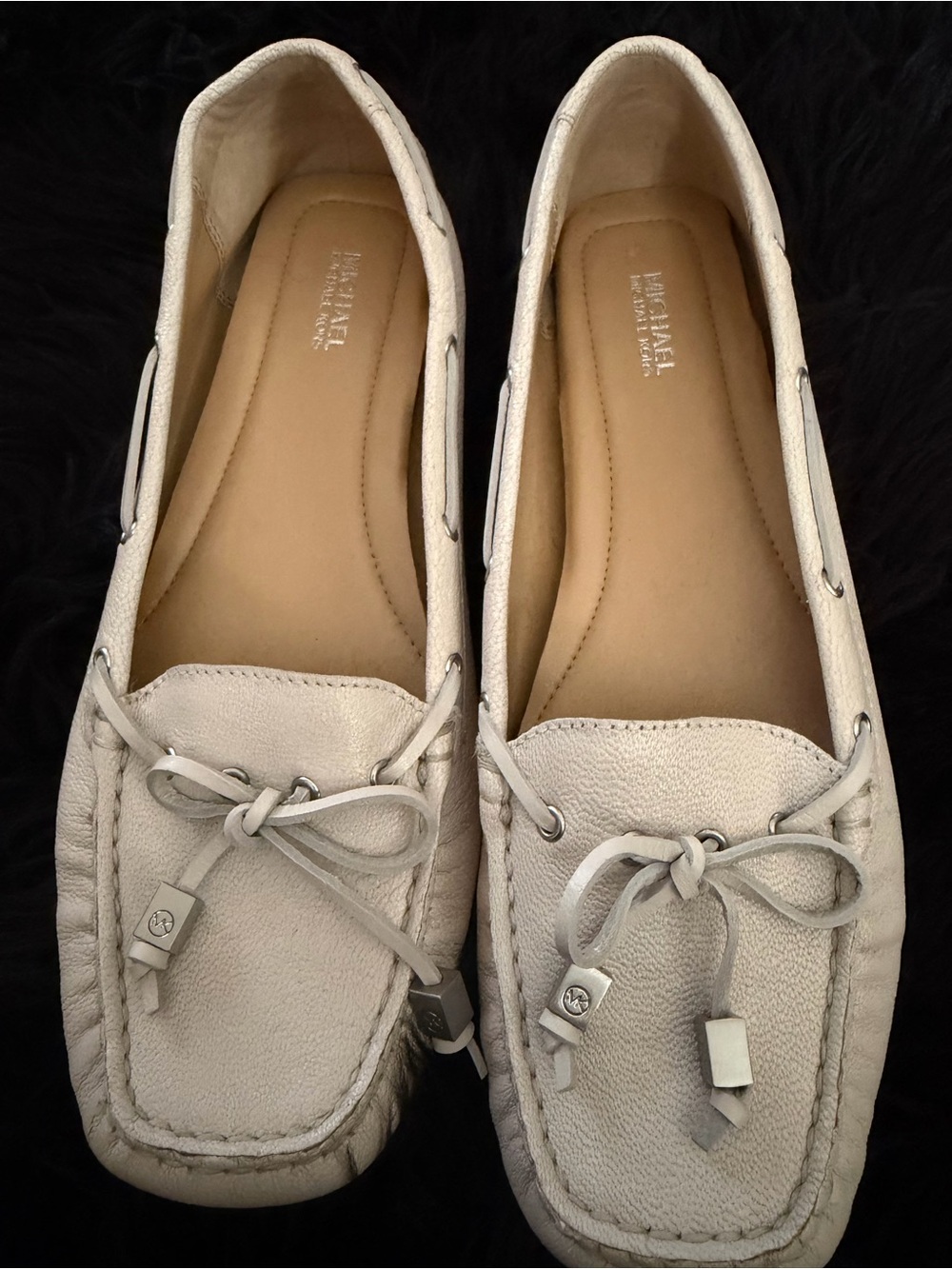 Michael Kors Ivory Leather Moccasins with Tassels